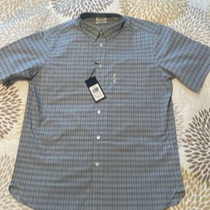 Faconnable Men's Plaid Short Sleeve Dress Shirt - New